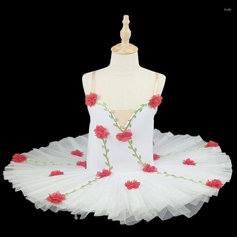 

Stage Wear 2023 Flower Professional Ballet Tutus Adult Women Children Kids Tutu For Girl Pancake Ballerina Party Costume, White