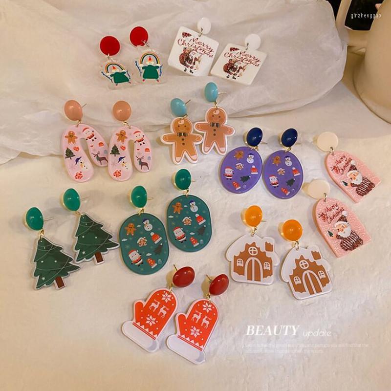

Dangle Earrings 1 Pair Creative Lovely Christmas Series Tree Snowman Girls Cartoon Autumn And Winter