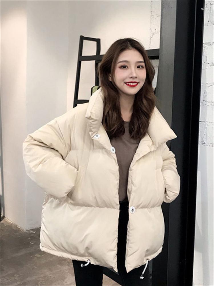 

Women's Trench Coats Winter Coat Women Apricot Loose Bread Clothing 2023 Fashion Korean Short Thick Warmth Students Stand Collar Parkas