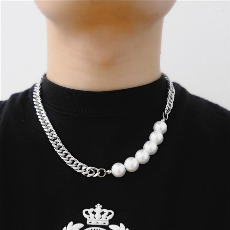 

Chains Metal Bead Stitching Trend Hip Hop Couple Stainless Steel Necklace Short Chain Clavicle