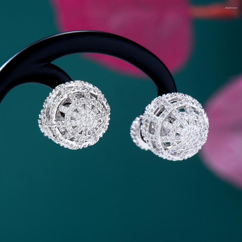 

Stud Earrings Siscathy Korean Fashion Full Micro Cubic Zirconia Hollow Ball Shape For Women Round Earring Jewelry Accessories