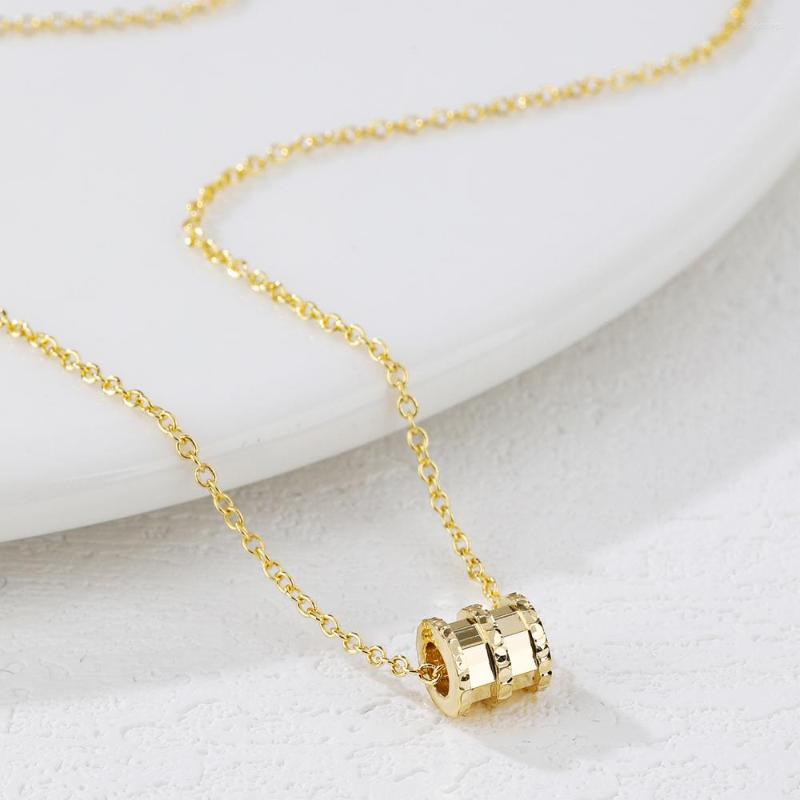 

Chains 2023 Design Sense Spiral Cylinder 14K Gold Plated Necklace For Woman Korean Fashion Jewelry Gothic Girl's Clavicle Chain