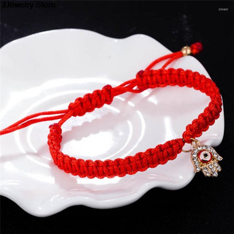 

Charm Bracelets 1PC Crystal Jewelry Bring Lucky Peaceful Hamsa Hand Red Thread Turkish Handmade Rope