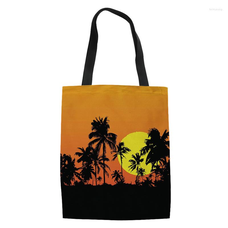 

Evening Bags Plant Coconut Palm Printing Tote Bag For Women Fabric Casual Foldable Shopping Outdoor Beach Daily Handbag Handtas, Ha0594z22