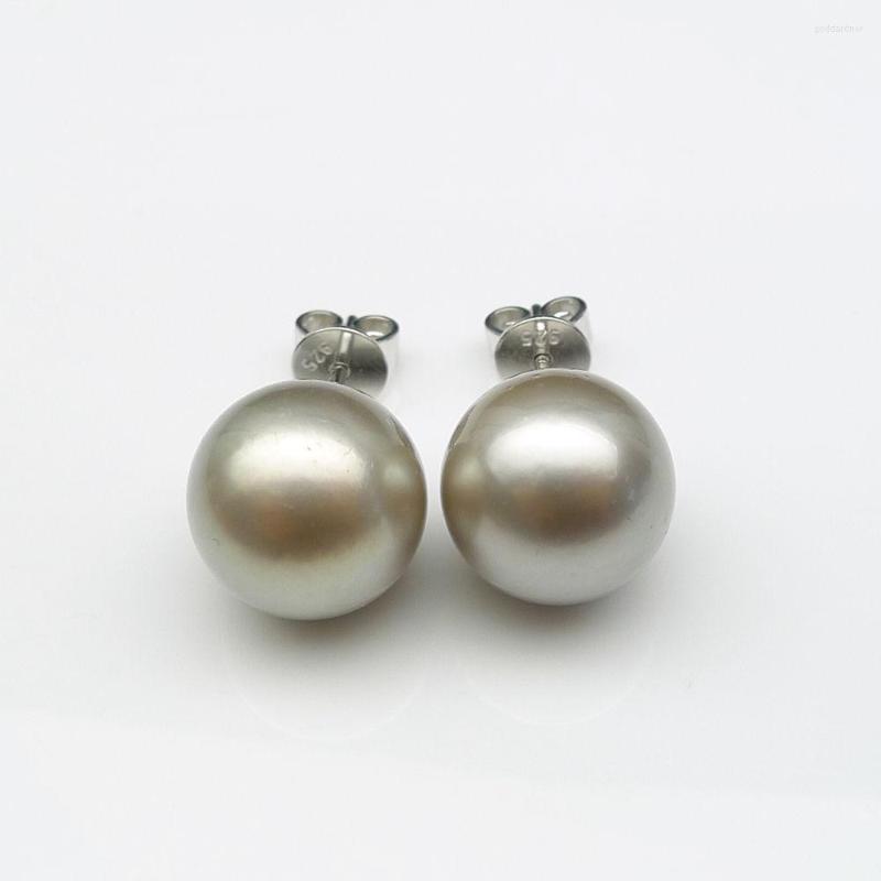 

Stud Earrings 10-11mm Natural Color Genuine Tahitian Pearl 925 Sterling Silver