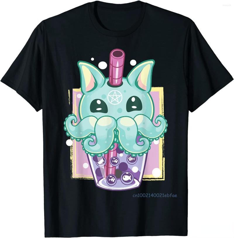 

Men' T Shirts Kawaii Pastel Goth Creepy Creature Boba Bubble Vaporwave T-Shirt Summer Men Cotton Casual Tshirts Funny Large Size Tees, Black
