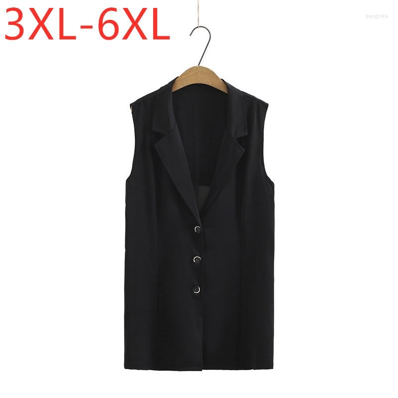 

Women's Vests 2023 Ladies Summer Plus Size Tank Tops For Women Large Sleeveless Black Thin Chiffon Long Vest Top 3XL  5XL 6XL