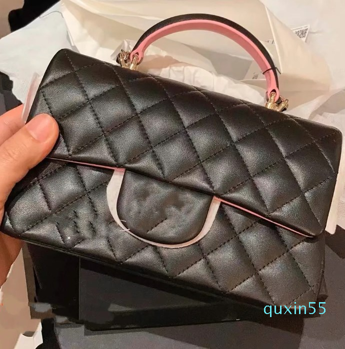 

Designer-cc Women Designers Small Squire Bag Handbag Clutch Purse Calf Leather Lady Classic Fashion Crossbody Leather Chain Mini CF 20X11CM, Black