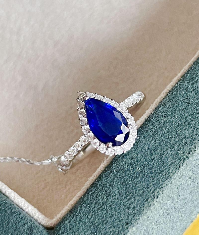 

Cluster Rings LR610 Solid 18K Gold Nature1.56ct Royal Blue Sapphire For Women Fine Jewelry Presents The Six-word Admonition