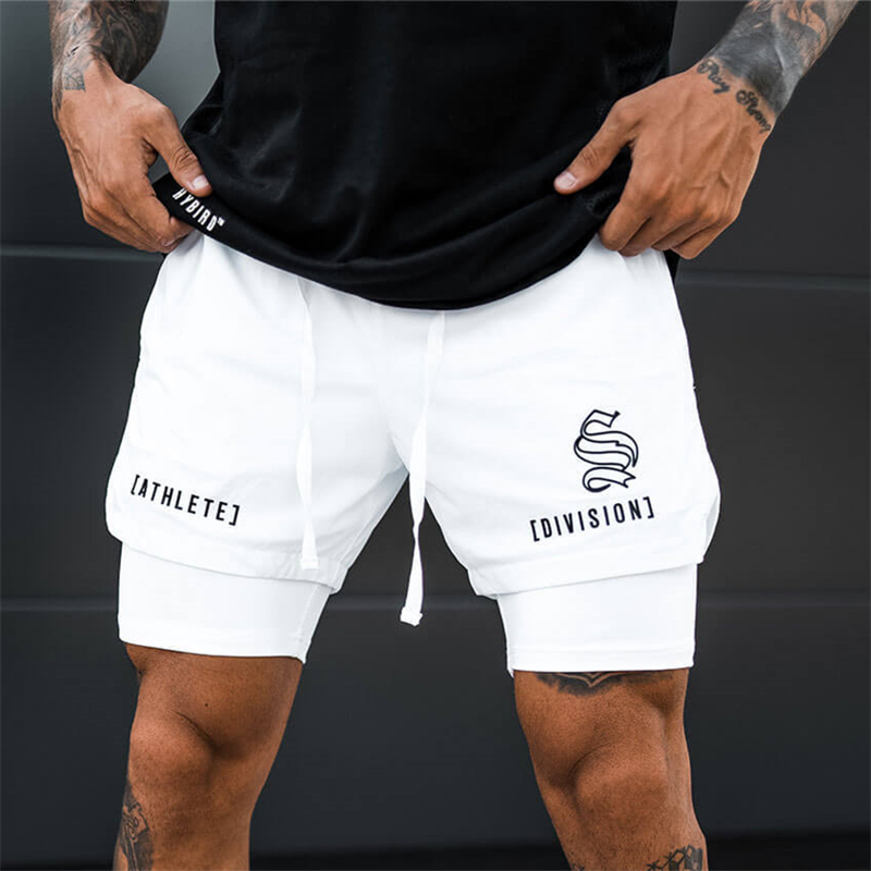 

Men's Shorts 2 IN 1 Sport Running Mesh Breathable Shorts Men Double-deck Jogging Quick Dry GYM Shorts Fitness Workout Men Shorts 230317, Black