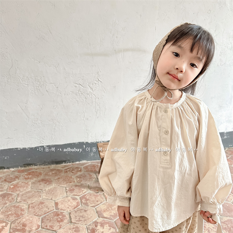

Kids Shirts Spring Girls Shirts Cotton Children Long Sleeve T Shirts Solid Baby Girl Loose Blouse Casual Shirts Kids Clothes 230317, Dark gray