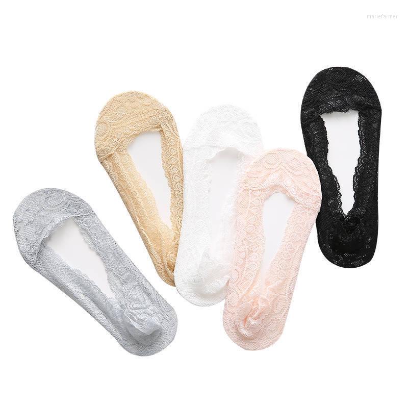 

Women Socks 5Pairs/set Woman Boat SOLID Color Fashion For Summer Lace, Black