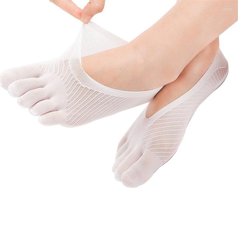 

Women Socks Women's Ultra-thin Five-finger Mesh Shallow Mouth Silicone Non-slip Low-top Invisible, Bu