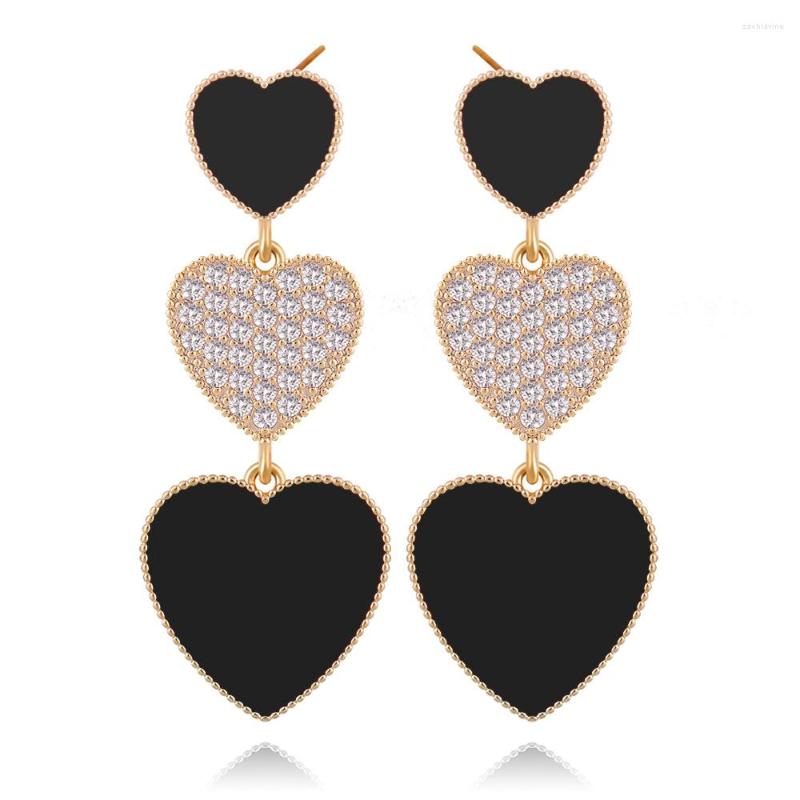 

Dangle Earrings Korean Love Heart Earring For Women Mother Of Pearl Clover 925 Silver Stud Charms Jewelry Girl Friend Wholesale