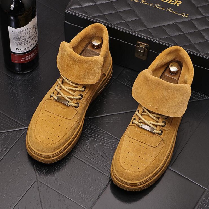 

Spring Autumn High Quality Men Casual Shoes hip hop high tops Height Increasing Shoes Chaussure Homme D2A50, Brown