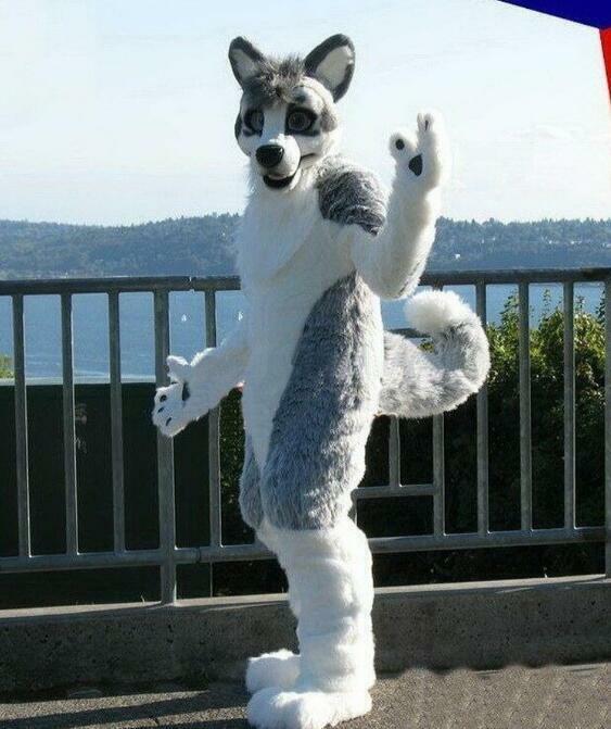 

Husky Fursuit Furry Mascot Costume Wolf Dog Party Dress Outfit Adult Siz, Grey