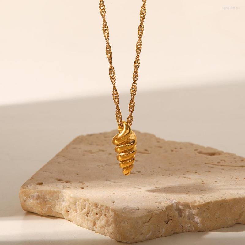 

Pendant Necklaces Uworld Trendy Stainless Steel Conch Shell Necklac Dainty Charm Beach Jewelry Gift For Women Pulsera Acero Inoxidable Mujer