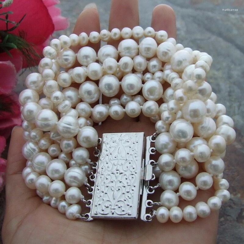 

Bangle 8" 7 White Freshwater Pearl Bracelet Gift
