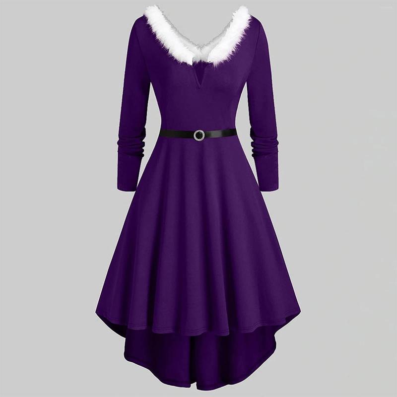 

Casual Dresses Cocktail Dress Women Long Sleeve Holiday Party Collar Draped Fishtail 2023 Vintage Christmas Swing Prom Female, Purple