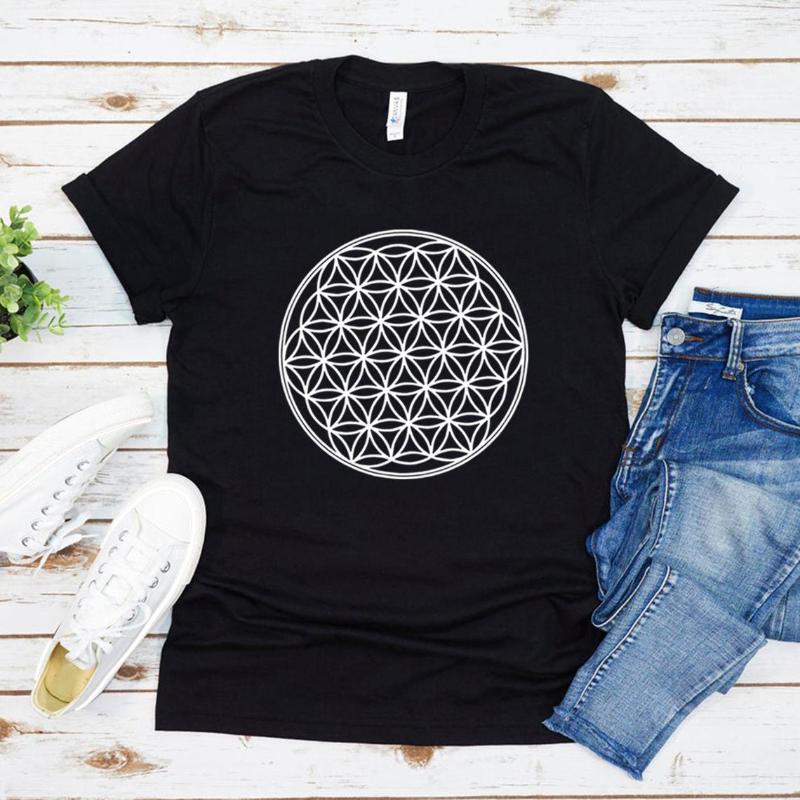 

Women' T Shirts Seed Of Life T-Shirt Flower Shirt Floral Tshirt Unisex Short Sleeve Graphic Men Women Casual Tops Tee, White