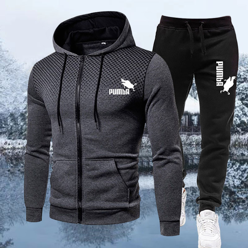 

Men's Tracksuits Spring Autumn Brand Sports Printed Hoodie Sets Of Men Male Luxury Fleece Zip Casual Designer Sportswear Suits Clothing 230317, Black zhu y