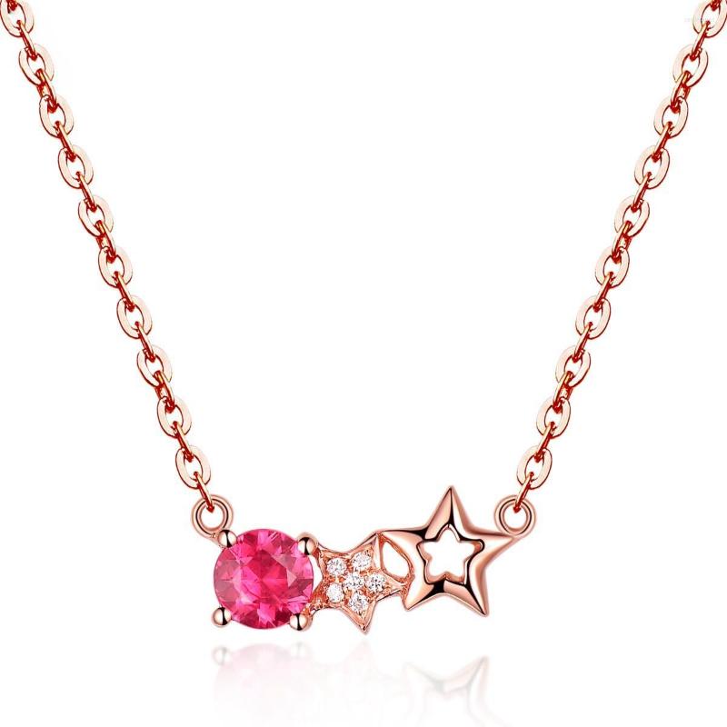 

Chains Elegant Personality Five Pointed Star Temperament Imitation Natural Ruby Rose Pendant
