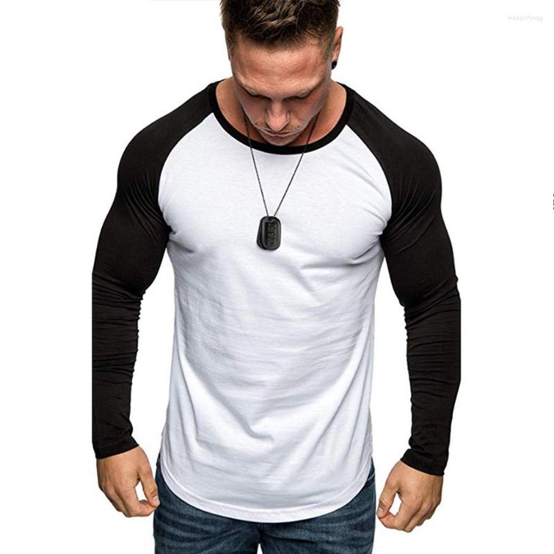 

Men's T Shirts MISSKY 2023 Men Tshirt Hit Color Autmn Winter Fashion Long Sleeve Round Collar Splicing Shirt Male Top Clothes, Black