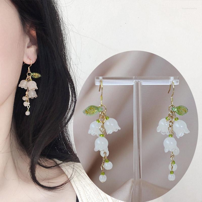 

Dangle Earrings 2023 Elegant Gentle Sweet Temperament Ear Hook Flower Drop Female Clip Without Hole