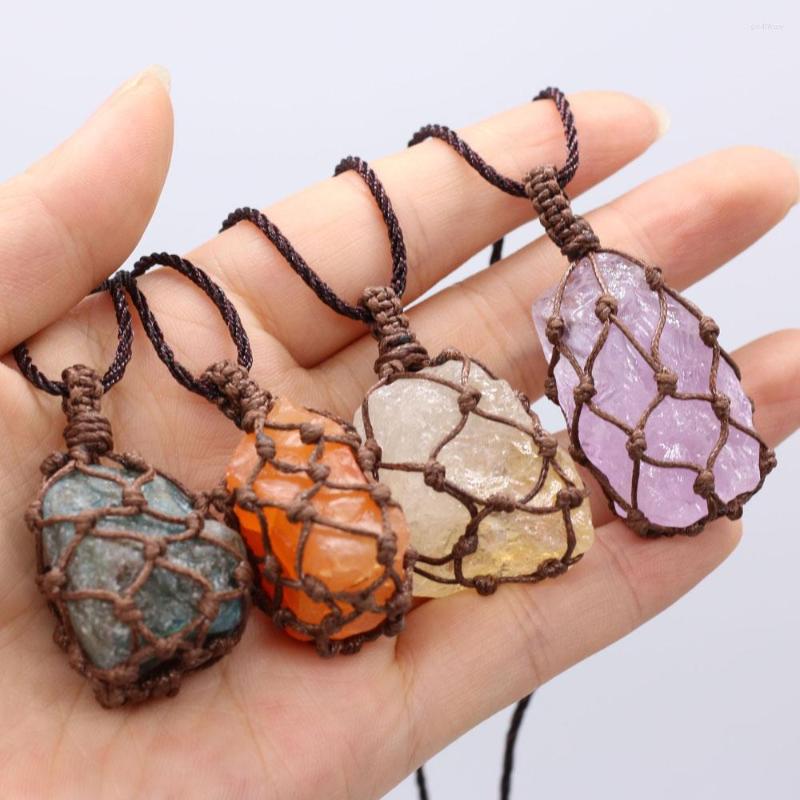 

Pendant Necklaces Fashion Women Necklace Natural Stone Rose Quartz Amethyst Agate Apatite For Mother Wife Lover Jewelry Gift