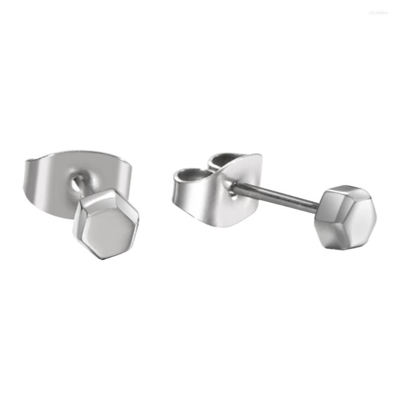 

Stud Earrings Tiny Hexagons Design Pure Titanium For Wen Women Girls Boys Christmas Gift Anti-allergic Ear Jewelry