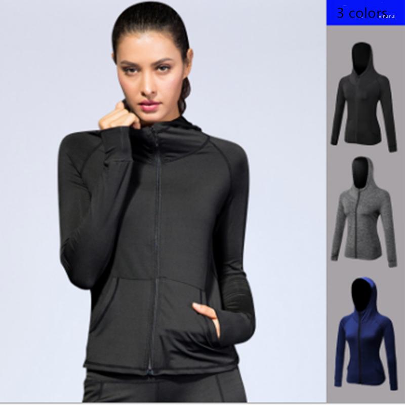

Active Shirts Running Jacket Women Yoga Zipper Long Sleeve Shirt Sport Ladies Hoodies Sports Women's Clothing Fitness Gym, Navy blue