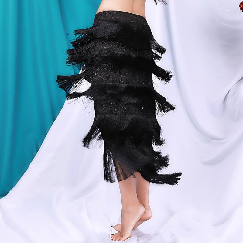 

Stage Wear 6 Colors Sexy Rumba Accessories Women Samba Tassel Irregular Skirt Fringes Hip Skirts Latin Dance (with Panties), Red