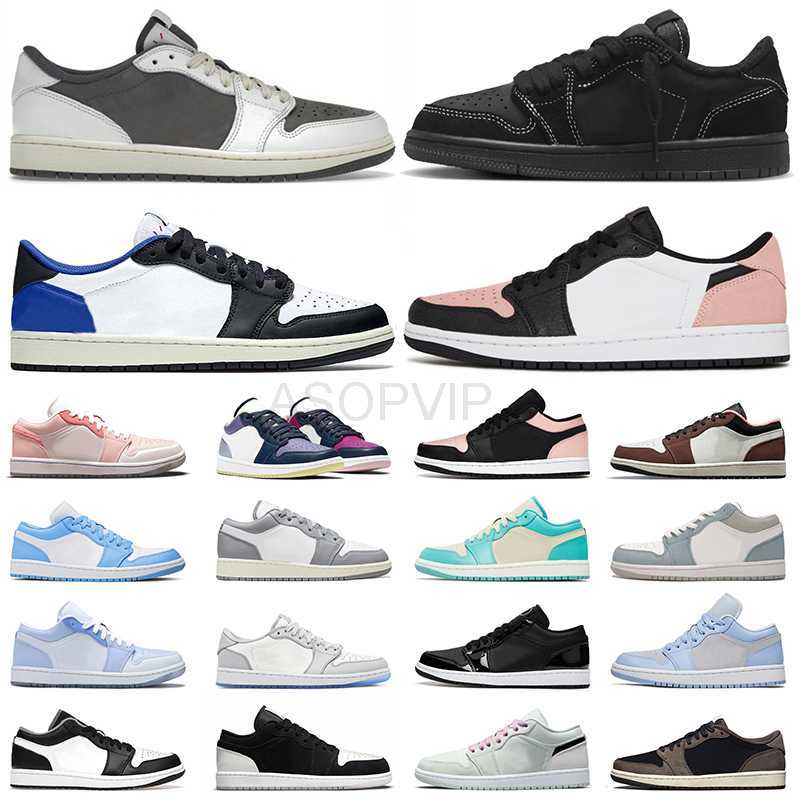 

designer shoes TS Black Phantom Jumpman 1 Low Basketball Shoes Mens Womens Reverse Mocha Fragment Diamond Coral Unc Carbon Fiber Sports Sneakers Designer sandal, 36-46 travis scotts dark mocha