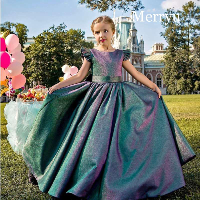 

Girl Dresses Princess Satin Flower Girls Junior Concert Bridesmaid Birthday Party Pageant Ball Gown Holy First Communion Dress, Multi