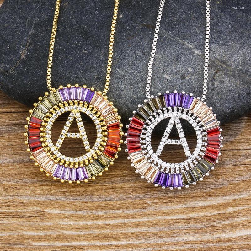 

Chains AIBEF 26pcs/lot Gold Silver Color Initials Letters Charm Necklaces Trend CZ Rainbow Crystal Family Name Pendants Jewelry Gift