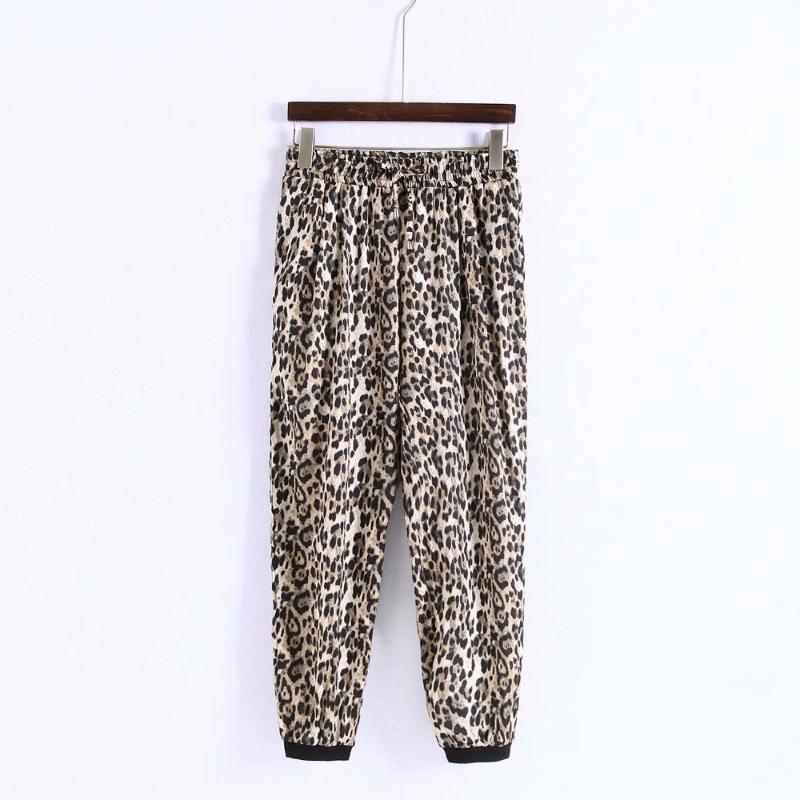 

Women' Pants & Capris Lace Up Elastic Waist Leopard Print Patchwork Spring Autumn 2023 High Harem Pantalon Ladies Female Women B8D610, Leopard print pants