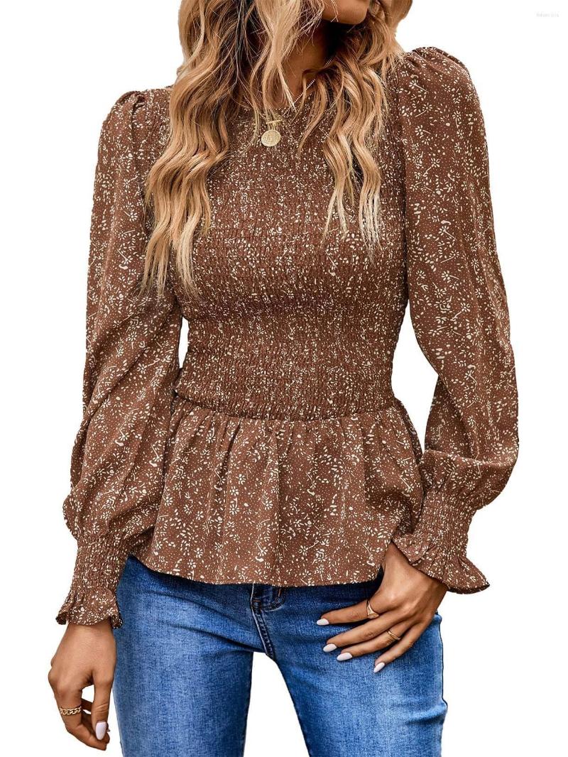 

Women' Blouses Women' Shirt Fall/Winter 2023 Long Sleeve Tunic Printed Top, Beige