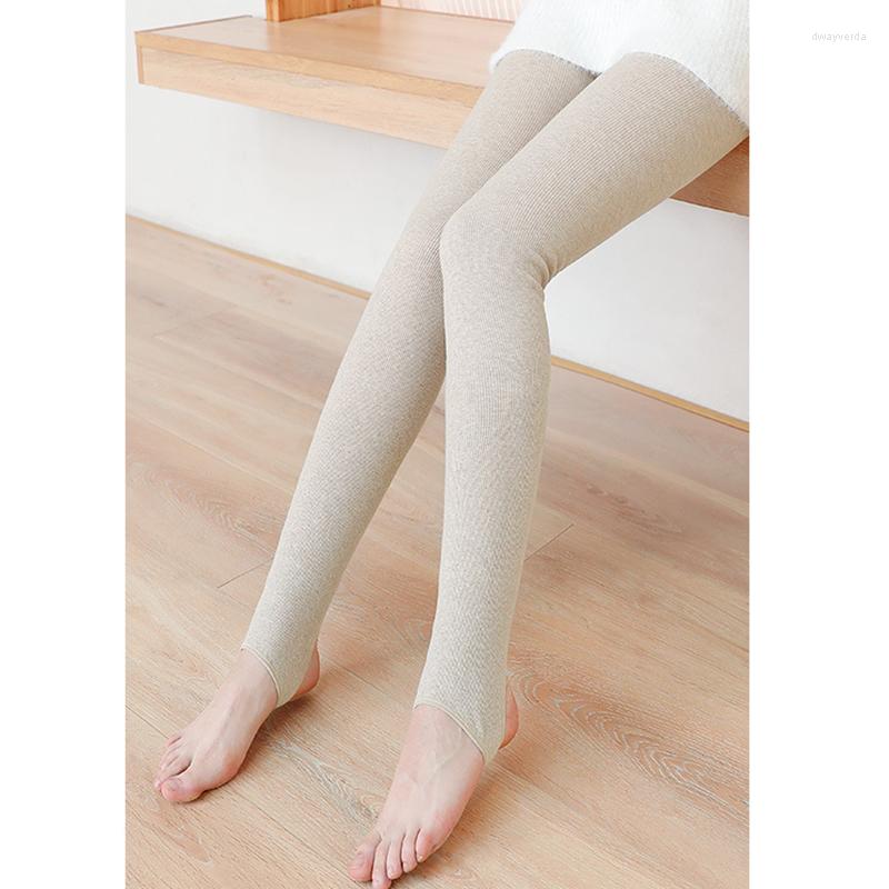 

Athletic Socks Winter Women Thick Pantyhose High Elastic Keep Warm Long Solid Color Leisure Wear Tight Slim Stockings, Khaki 1