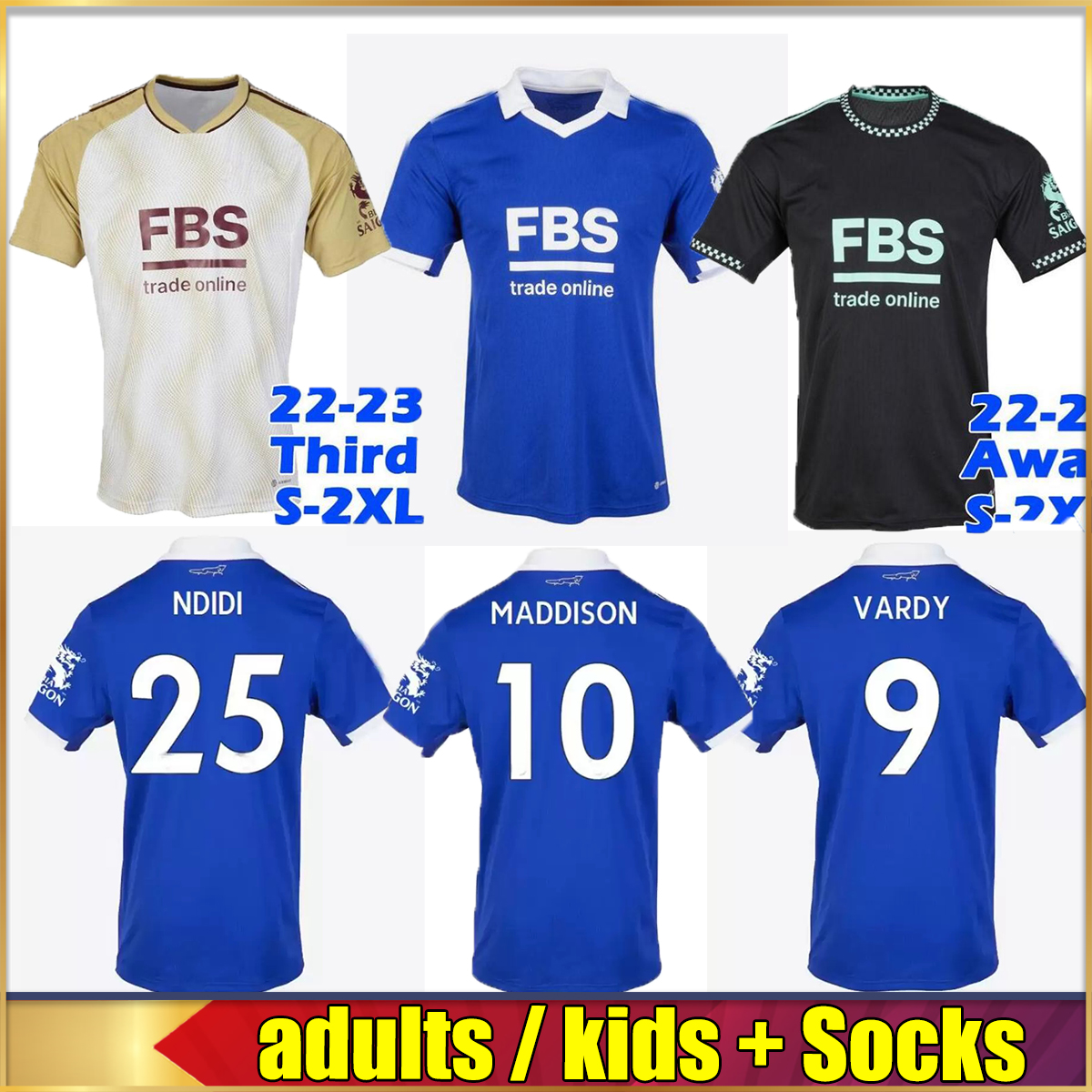 

22 23 Leicester soccer jerseys Socks VARDY IHEANACHO NDIDI Tielemans BARNES AYOZE MADDISON, 04