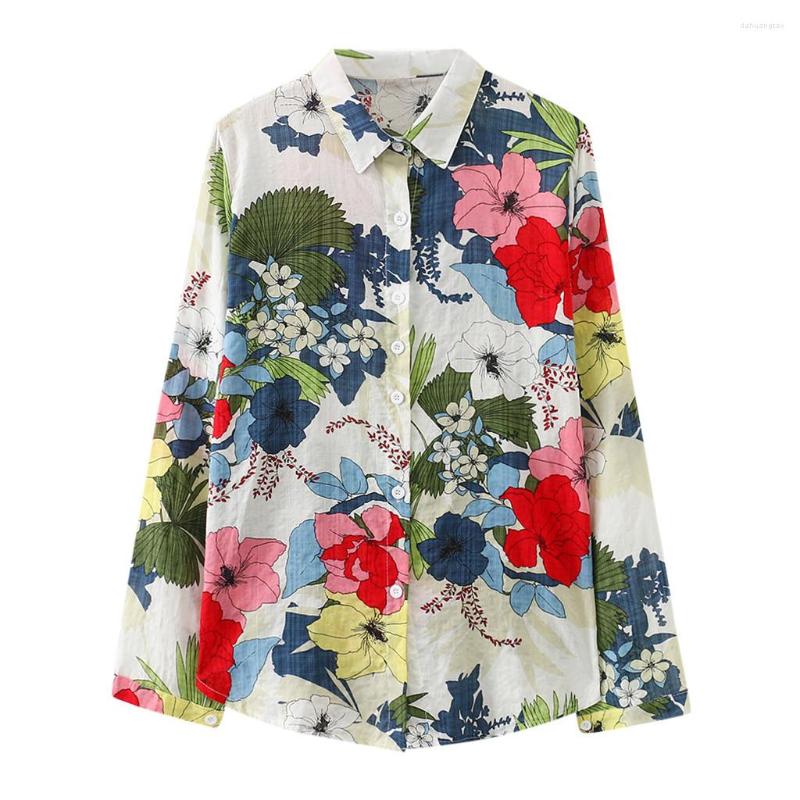 

Women's T Shirts Womens Compression Shirt Women's Multicolor Floral Printed Lapel Long Sleeve Button Down Tops Solid Girl, Red