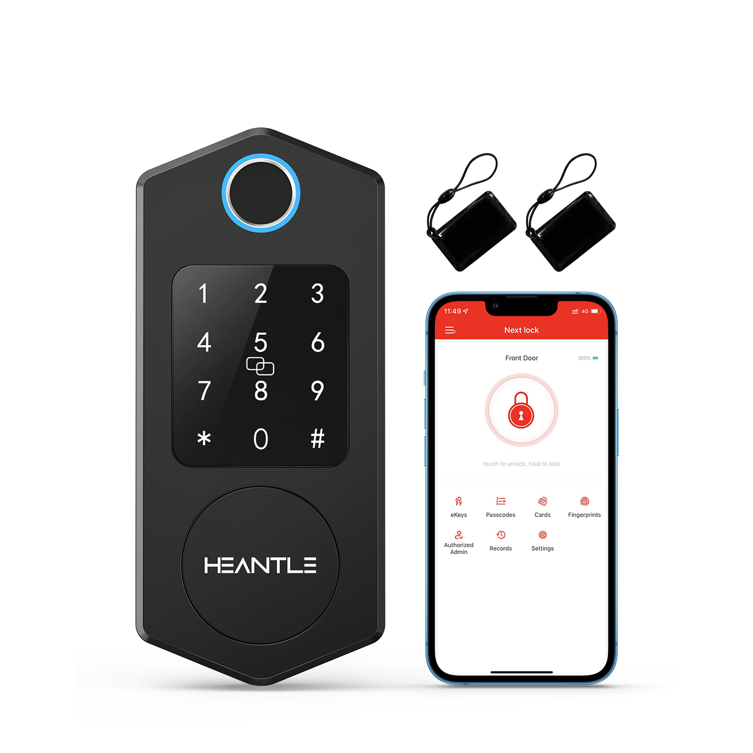 

Keyless Entry Door Lock HEANTLE Fingerprint Smart Locks for Front Door with Bluetooth Electronic Touchscreen Keypads Biometric Locks