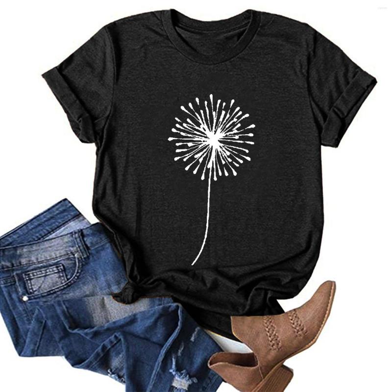 

Women' T Shirts Women' Dandelion Print T-shirts Round Neck Clothing Harajuku Graphic Shirt Aesthetic Summer Tshirts, Ag