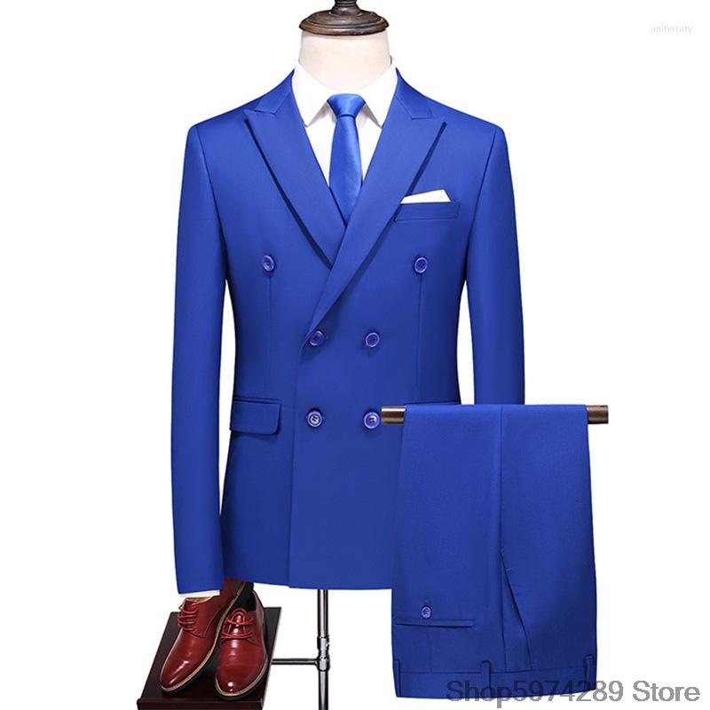 

Men's Suits Suit Men Groom Wedding Tuxedo 2 Pieces Set Blazer Pants Double-breasted Casual Male Formal Costume Homme High Quality, White
