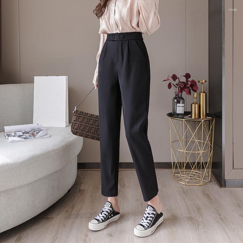 

Women' Pants Harem 2023 Fashion High Waist Suit Office Lady Elegant Black Female Casual Trousers