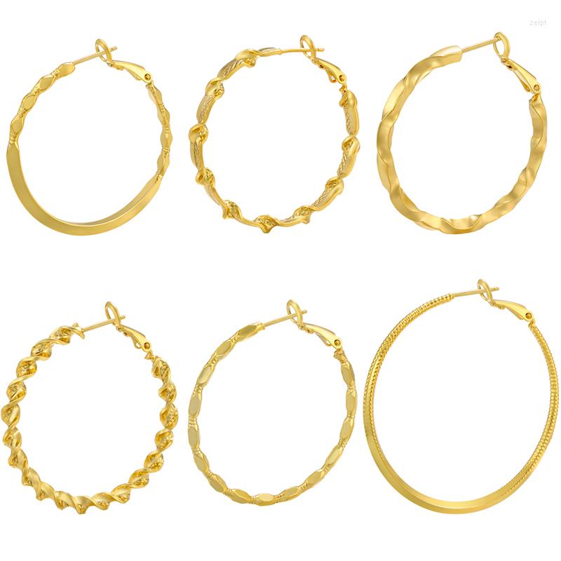 

Hoop Earrings ZHUKOU Styles Gold Color Huge Thread Women Fashion Jewelry Wholesale VE580