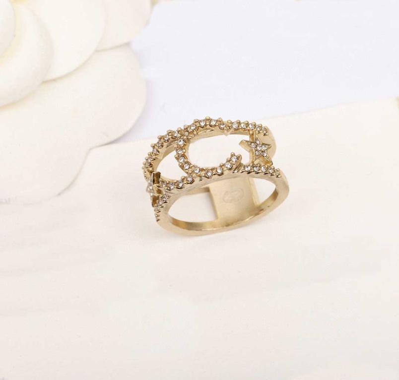 

2022 Excellent quality charm band ring hollow design with sparkly diamond in 18k gold plated for women wedding jewelry gift have b3750746