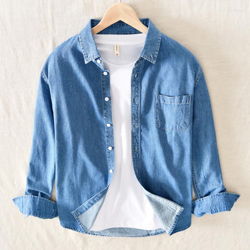 

Men's Casual Shirts Cotton Men's Plus Size Denim Shirt 2023 Four Seasons Loose Long Sleeve Male High-end Brand Clothes, Black