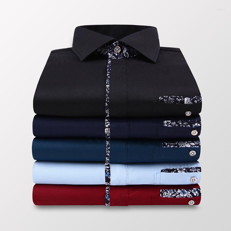 

Men's Dress Shirts High-Quality 2023 Brand Slim-Fit Shirt Men'S Summer Business Fashion Short-Sleeved Male Classic Casual Lace Thin Top, Black