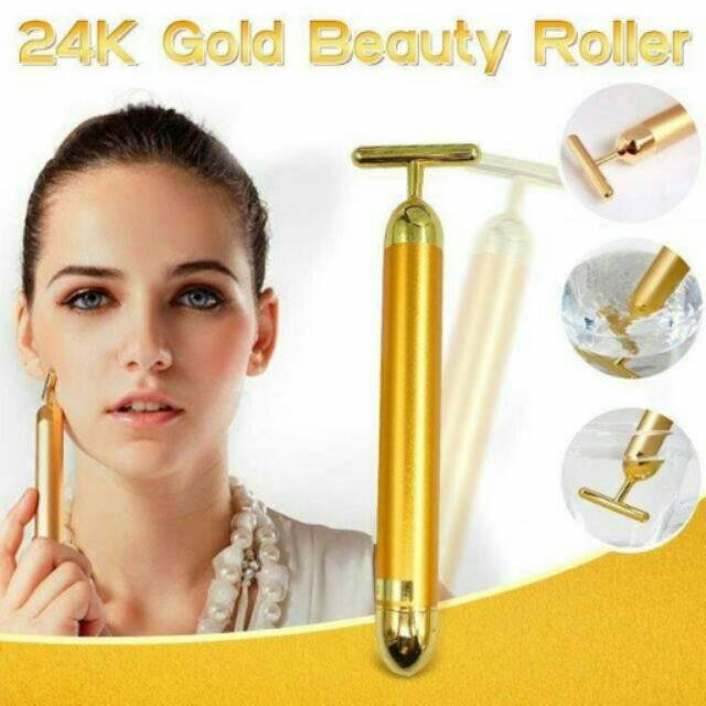 

Beauty Items Wholesale T shape massager 24k golden facial lifting vibrating massage energy beauty bar