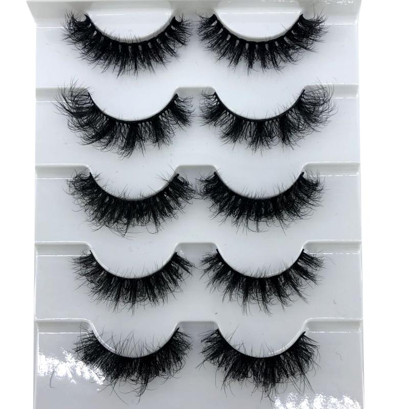 

False Eyelashes 5Pairs 3D Faux Mink Hair Lashes Natural Wispy Long Cross Handmade Multilayer Reusable Extension Eye Makeup ToolsFalse